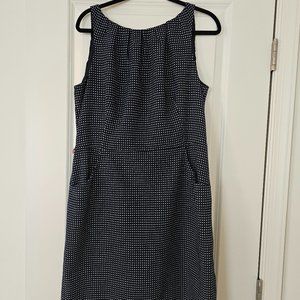 Chaps Navy Sheath with Pleated Neckline and Pockets 16